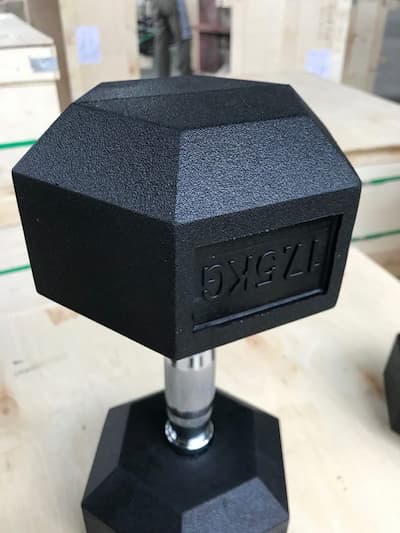 rubber hex dumbbells head