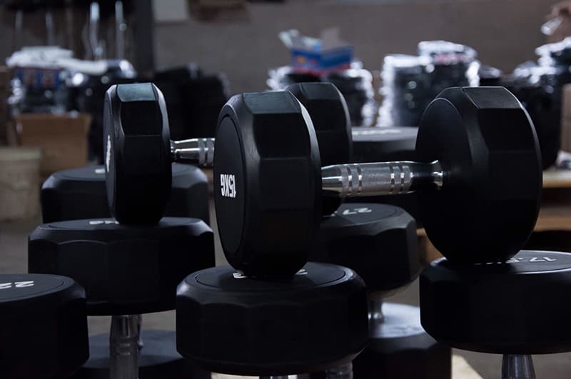 12 sided rubber dumbbells