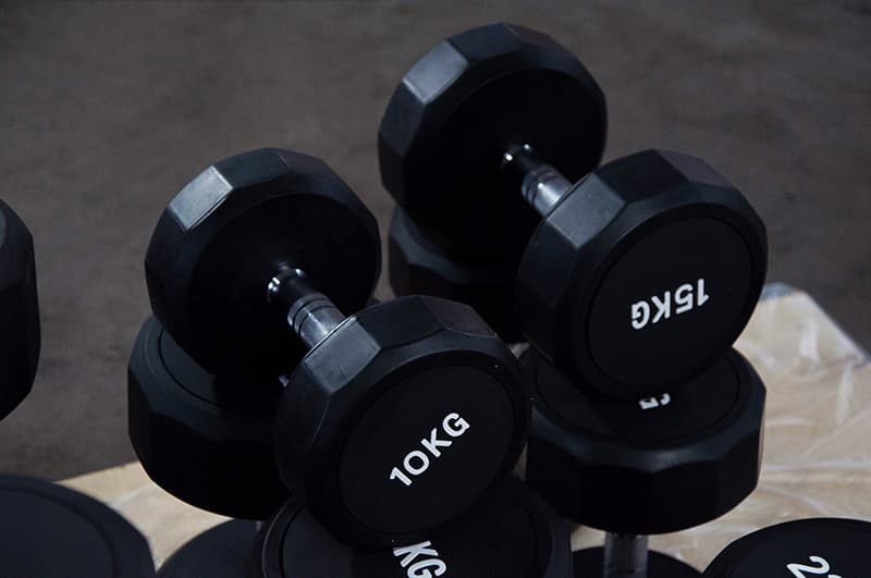 12 sided rubber coated dumbbells