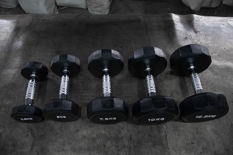 12 sided rubber dumbbells