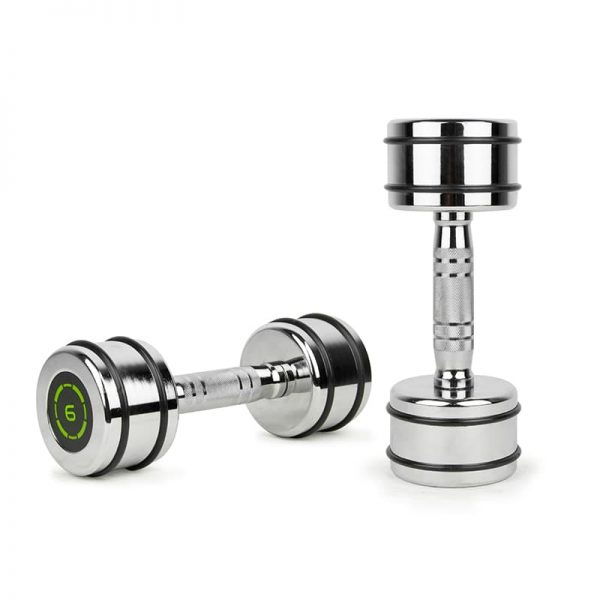 chrome dumbbells with rubber ring
