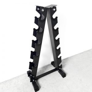 a shape dumbbell rack